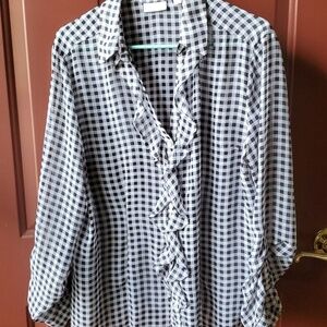 New York & Company Black and White Gingham Shirt